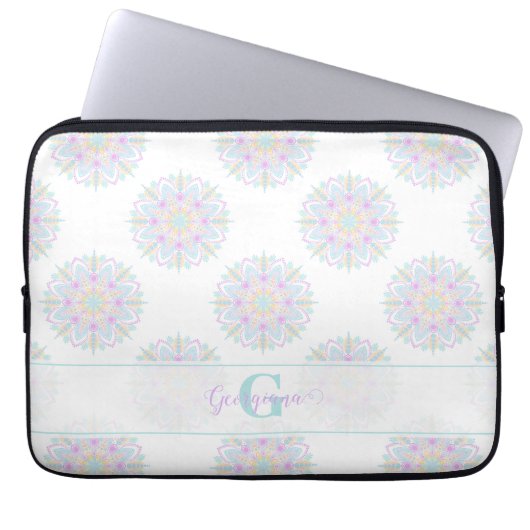 Monogram Pastel Rainbow Sundae Polka Dot Mandala Laptopschutzhülle (Vorderseite)