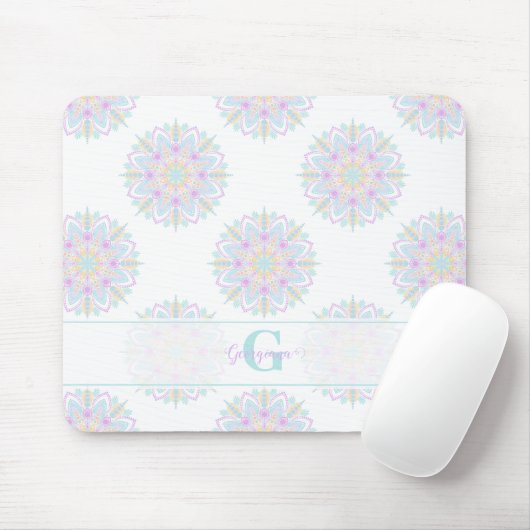 Monogram Pastel Rainbow Sundae Polka Dot Mandala Mousepad (Mit Mouse)