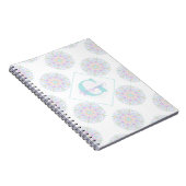 Monogram Pastel Rainbow Sundae Polka Dot Mandala Notizblock (Rechte Seite)
