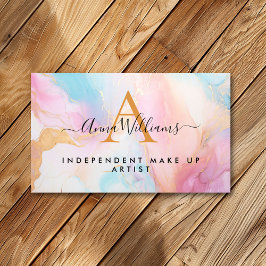 Monogram Pastel Rainbow und Gold Moderner Marmor Visitenkarte