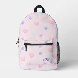 Monogram Pastel Seashells and Pearls in Pink Bedruckter Rucksack
