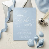 Monogram Pastell Blau Luxus-Hochzeit Einladung