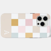 Monogram Pastell Checkerboard Retro Trendy Case-Mate iPhone Hülle (Rückseite (Horizontal))