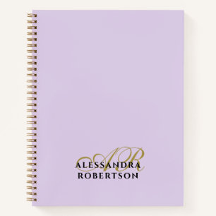 Monogram Pastell Lila Gold Schwarz Minimalistische Notizblock