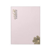 Monogram Pastell Rosa Gold Blumen Wasserfarbe Chic Notizblock (Rotiert)