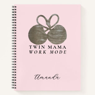 Monogram Pastell Rosa Twin Mama Gold Kirsche Minim Notizblock