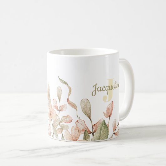 Monogram Pastellbaby Pink Sky Baby Blume Design Kaffeetasse (VorderseiteRechts)