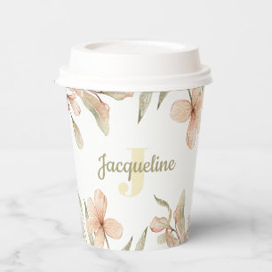 Monogram Pastellbaby Pink Sky Baby Blume Design Pappbecher