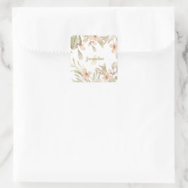 Monogram Pastellbaby Pink Sky Baby Blume Design Quadratischer Aufkleber