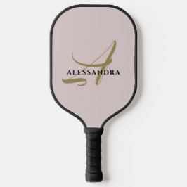 Monogram Pastellrot Rosa Gold Minimalistin Pickleball Schläger