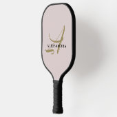 Monogram Pastellrot Rosa Gold Minimalistin Pickleball Schläger (Links)