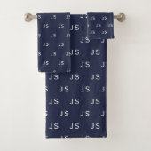 Monogram Pattern Midnight Blue Bath Handtuch Set (Insitu)