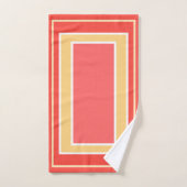 Monogram Peach Fruit Geometric Block Pattern Badhandtuch Set (Handtuch)