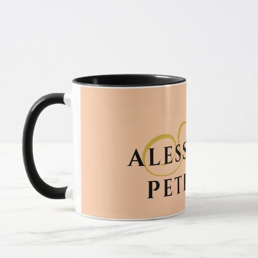 Monogram Peach Gold Black Name Minimalist Stylish  Tasse (Links)