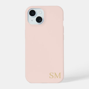 Monogram Peach Gold Minimalistische Initialen iPhone 15 Hülle