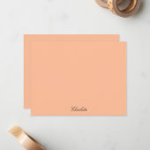 Monogram Peach Minimalistisch Modern Script Custom Mitteilungskarte (Vorderseite/Rückseite Beispiel)