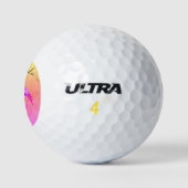 Monogram Peach name Two Pink Flamingos Golf Balls Golfball (Logo)
