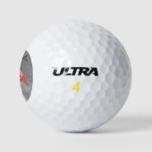 Monogram Peach name Two Pink Flamingos Golf Balls Golfball (Logo)