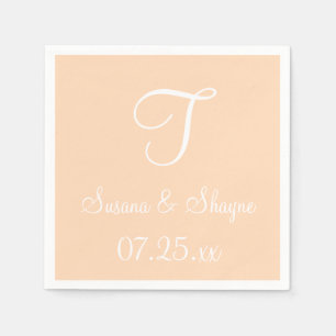 Monogram Peach Puff Einfache Farbkoordination Neap Serviette