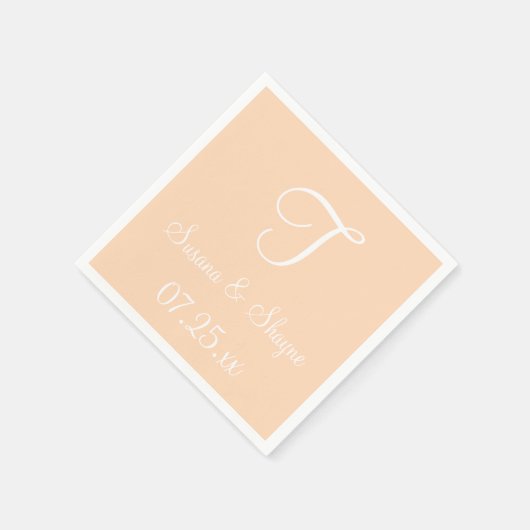 Monogram Peach Puff Einfache Farbkoordination Neap Serviette (Ecke)