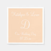 Monogram Peach Puff modisches farbiges Nickerchen Serviette (Vorderseite)