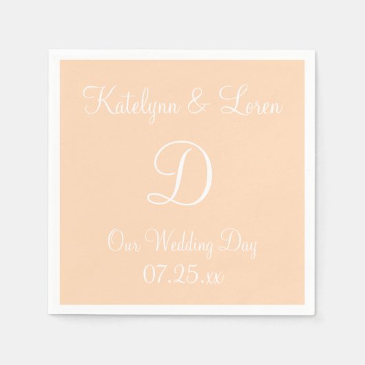 Monogram Peach Puff modisches farbiges Nickerchen Serviette (Vorderseite)