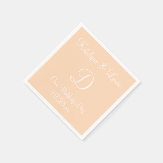 Monogram Peach Puff modisches farbiges Nickerchen Serviette (Ecke)