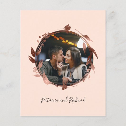 Monogram Peach Rose Budget Hochzeitseinladung (Rückseite)