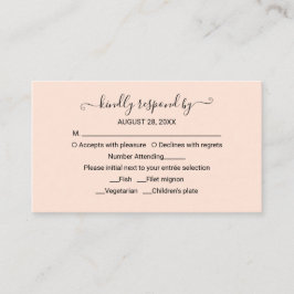 Monogram Peach Rose Wedding RSVP Enclosure Card Begleitkarte