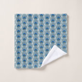 Monogram Peacock Aquamarin Blau-Weiß-Monogramm-Bec Badhandtuch Set (Waschlappen)