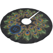 Monogram Peacock Feather Black Polyester Weihnachtsbaumdecke (Schrägansicht)