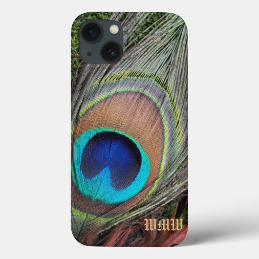 Monogram Peacock Feather Blackberry Bold Case (Rückseite)