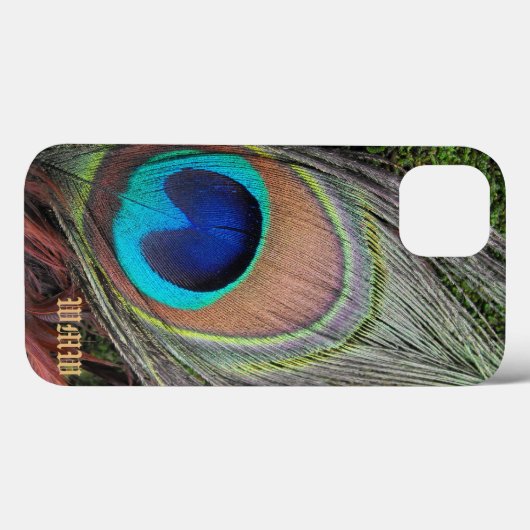 Monogram Peacock Feather Blackberry Bold Case (Rückseite (Horizontal))