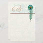 Monogram Peacock Feather Stationery Briefpapier (Vorne/Hinten)