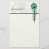 Monogram Peacock Feather Stationery Briefpapier (Vorderseite)