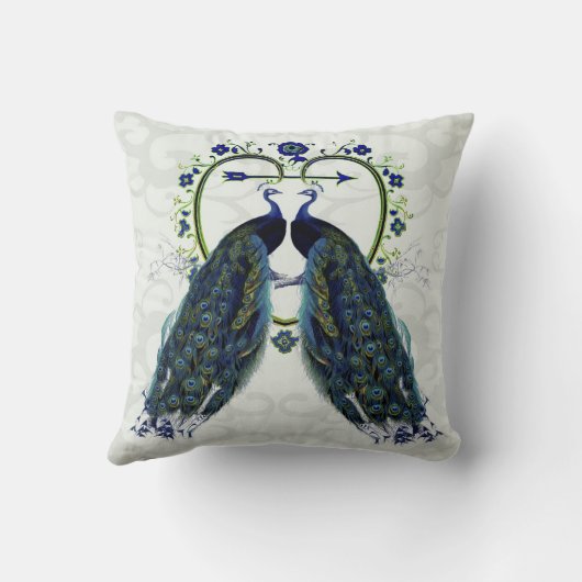 Monogram PEACOCK HEART Wedding Anniversary Custom Kissen (Rückseite)