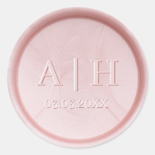 Monogram Pearl Pink Wax Siegel Sticker (Vorderseite)
