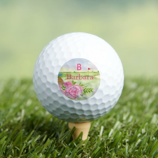 Monogram Peonies on Golf Course Golfball (Insitu T-Shirt)