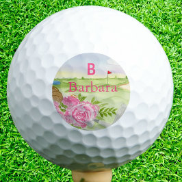Monogram Peonies on Golf Course Golfball