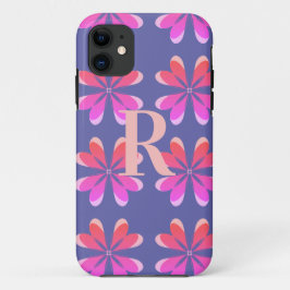 Monogram Periwinkle Floral Retro Muster Case-Mate iPhone Hülle