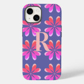 Monogram Periwinkle Retro Floral Muster Case-Mate iPhone Hülle (Rückseite)