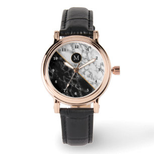 Monogram Personal Watch Schwarz-weiß-Marmor Armbanduhr