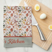 Monogram personalisieren Herbstlaub mit grünem Ora Geschirrtuch (Viertel Falte)