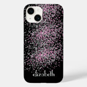Monogram personalisieren Schwarz-Rosa-Silver-Glitz Case-Mate iPhone Hülle (Rückseite)