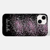 Monogram personalisieren Schwarz-Rosa-Silver-Glitz Case-Mate iPhone Hülle (Rückseite (Horizontal))