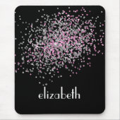 Monogram personalisieren Schwarz-Rosa-Silver-Glitz Mousepad (Vorne)