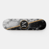 Monogram personalisieren Schwarz-weißes Skateboard (Horizontal)