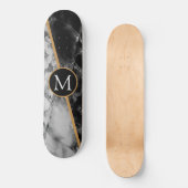 Monogram personalisieren Schwarz-weißes Skateboard (Vorderseite)