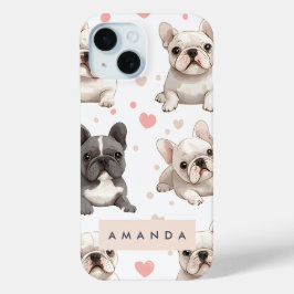 Monogram Personalisiert Adorable French Bulldog Case-Mate iPhone Hülle