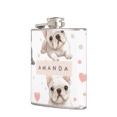 Monogram Personalisiert Adorable French Bulldog Flachmann (Links)